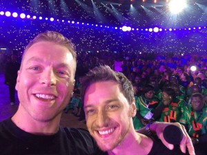 The Chris Hoy-James McAvoy selfie: my highlight of the Glasgow 2014 Opening Night.